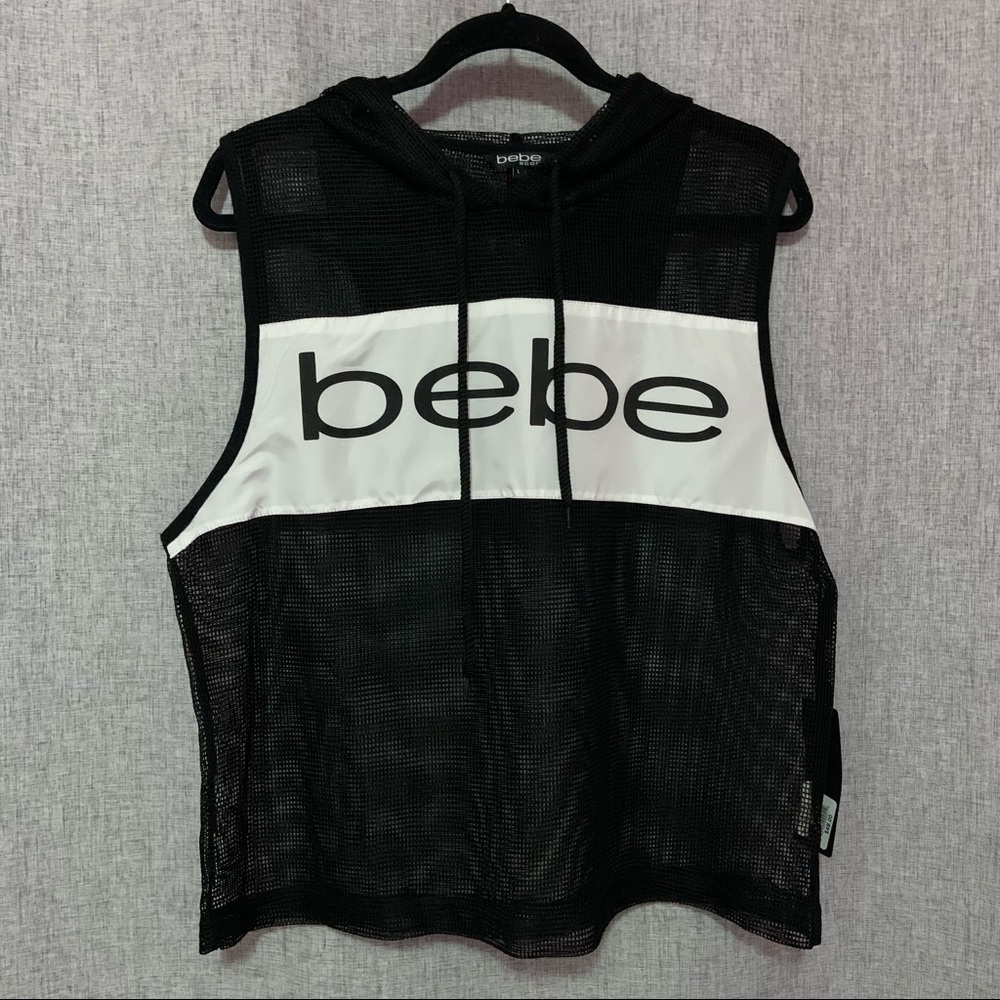 Bebe Sport Mesh Hooded Tank Top